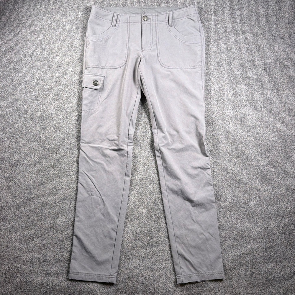 REI Northway Hiking Pants Women 6 32" Gray Cargo Straight Leg Stretch Outdoor